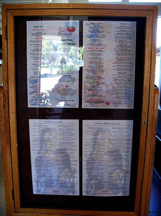 Menu for Mama’s Red Tomato in South Lake Tahoe, California